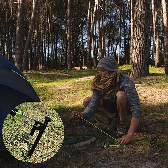 20 Pack 12 inch Tent Stakes Heavy Duty Metal Tent Pegs for Camping Steel Tent Pegs Unbreakable and Inflexible