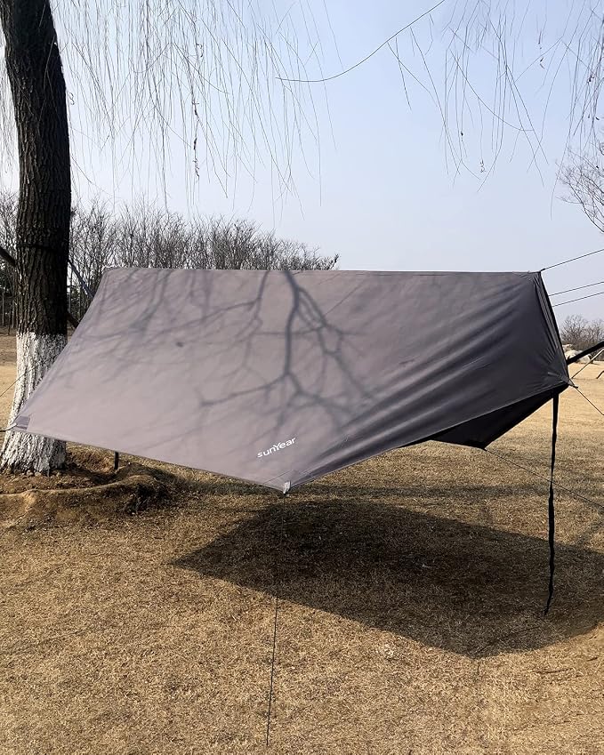 Sunyear Camping Hammock with Net and Hammock Tent Rain Fly Bundle - Perfect for Hiking, Backpacking, Outdoor Sleeping and Camping Survival