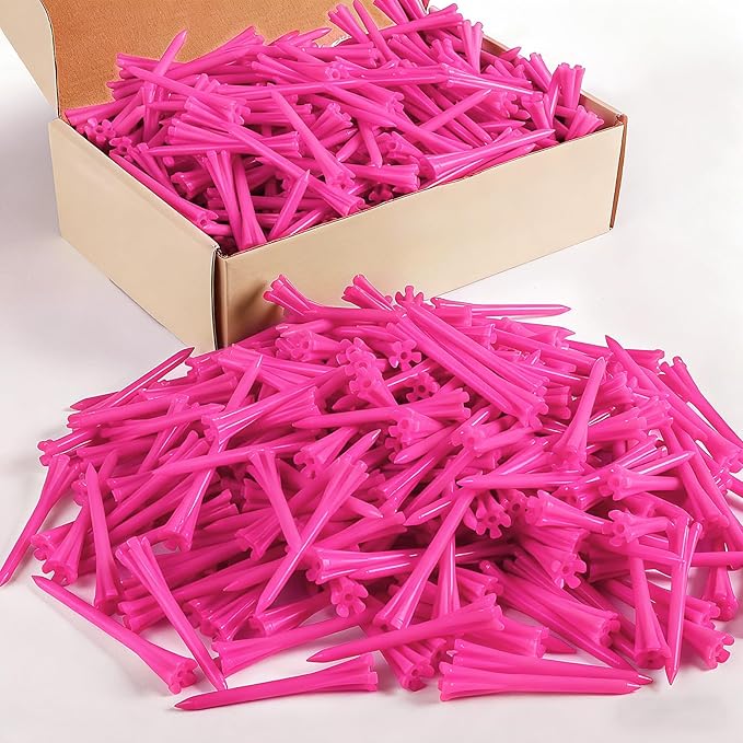 FINGER TEN Golf Tees Plastic Unbreakable Easy to Find Bulk Value 200/500/1000 Count, 2 3/4 3 1/4 Inch Tee Driving Range Reduce Friction, Green Red White USA Flag Practice