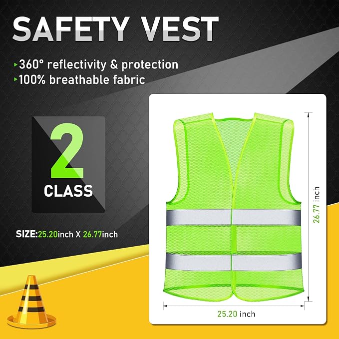 Unittype Reflective Safety Vests Hi Vis Work Vest Mesh High Visibility Silver Strip Adjustable Size for Men Women Outdoor