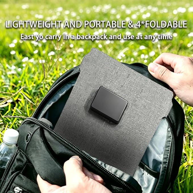 40W Solar Panel Portable Foldable, 4-Fold Solar Charger with USB QC3.0 & DC Outputs, lPx4 Waterproof Solar Panel Charger for Camping, Hiking, Portable Source, Emergency Power Outage