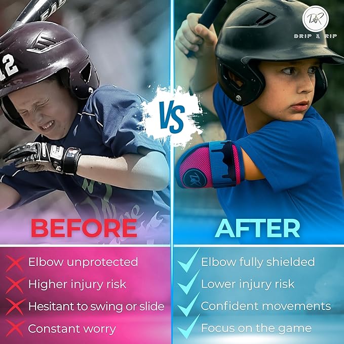 Drip and Rip - Youth Softball Elbow Guard - Baseball Batters - Baseball Elbow Guard - Youth with Adjustable Straps - Ages 10 to 12