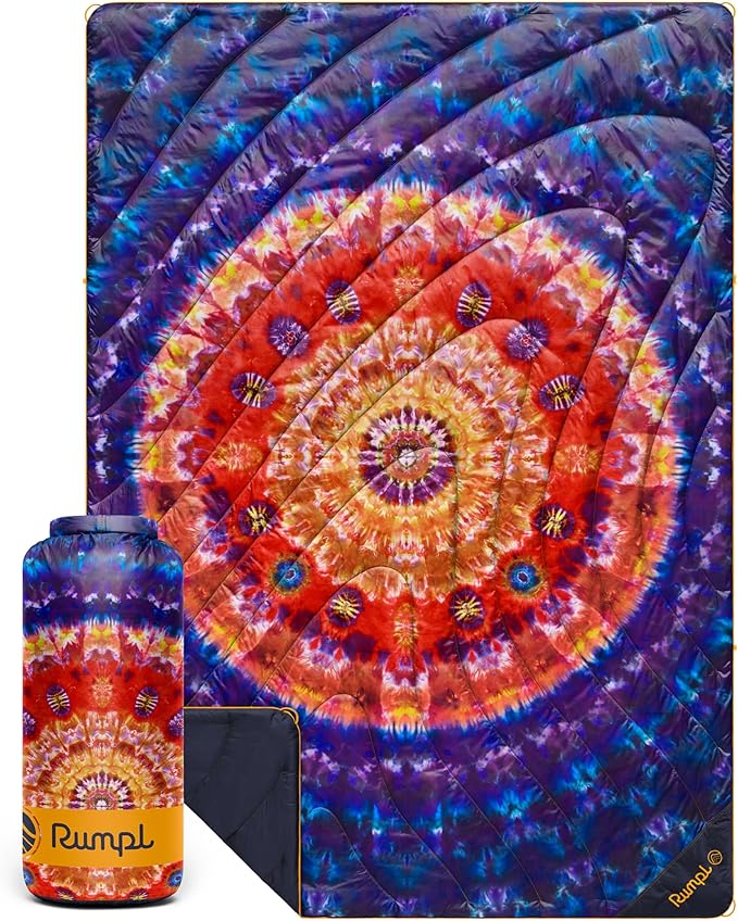 Rumpl Original Puffy 1-Person Blanket for Camping and Outdoors, Tapestry Tie Dye