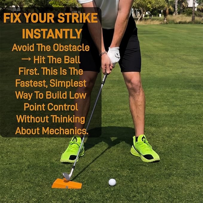 Golf Swing Trainer, Wedge Chipping Aid with Magnetic Guide Wall | PETG build, 0.16 lb weight, carry pouch, impact position drills, left or right hand use