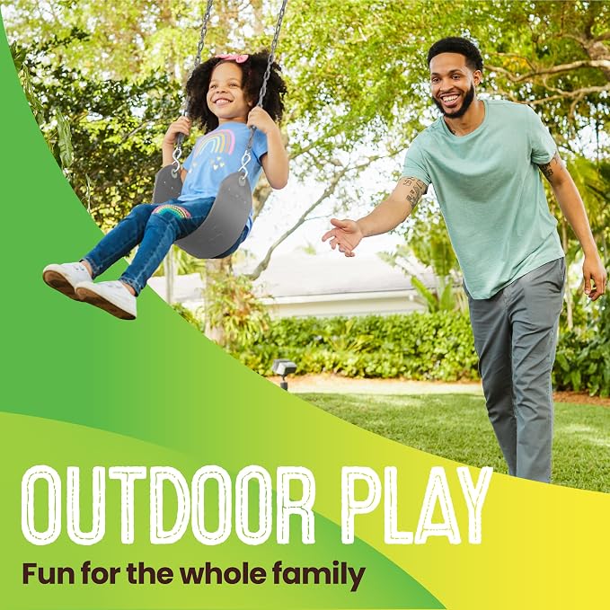 Swurfer Tree Outdoor Swing Set Swings – Playground Swing Seat Replacement, Swing Set Accessories, Easy Installation, Comfortable Heavy Duty Rubber Coated Chains, Weather Resistant, Ages 4 and Up