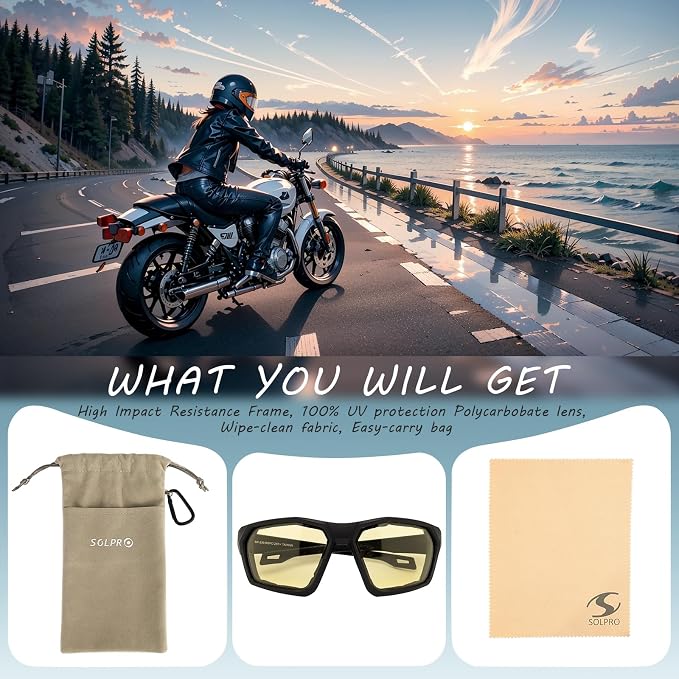 ANSI Z87.1+ Safety Sunglasses, Impact Resistant with EVA Foam, Anti-Fog Windproof for MTB, Cycling, Shooting, Work