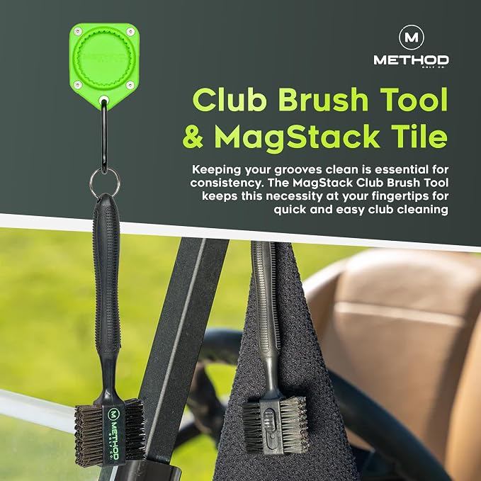 Method Golf RiderStack Tour Pack – Magnetic Golf Cart Phone Holder & Gear Hub with Magnetic Rangefinder Strap, Towel, Club Brush – Premium Accessories, Fits EZGO, Club Car & Yamaha