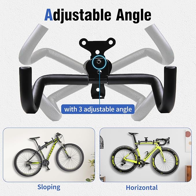 Bike Wall Mount Hanger, Horizontal Bike Rack garage,Cycling Wall Mounted Holder Hook- Heavy-Duty Adjustable Bike Wall Hanger for Road, Mountain and Hybrid Bikes in Garage Apartment & Home