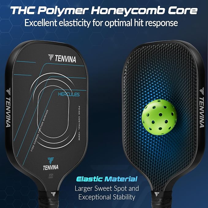 TENVINA Pickleball Paddles, Multi-Layer T700SC Textured Carbon Fiber Pickleball Paddle, Pickle Ball Paddle with Strong Spin & Power Surface, 4-Types of Shapes and Thicknesses, USAPA Approved