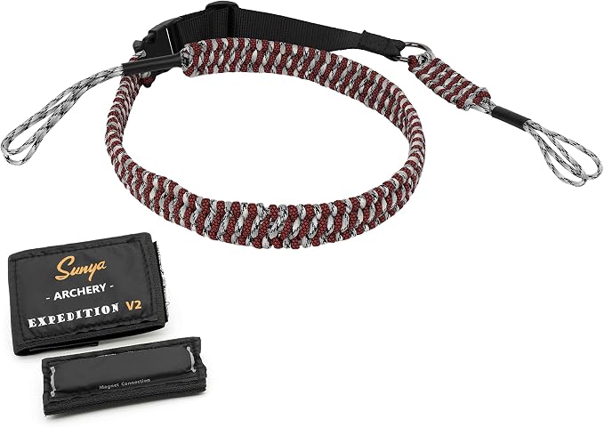 SUNYA Paracord Compound Bow Sling with V2 Upgraded Magnetic Connection System. Lightweight Hands Free Shoulder Carrying Sling for Bow Hunting, Field Archery and 3D