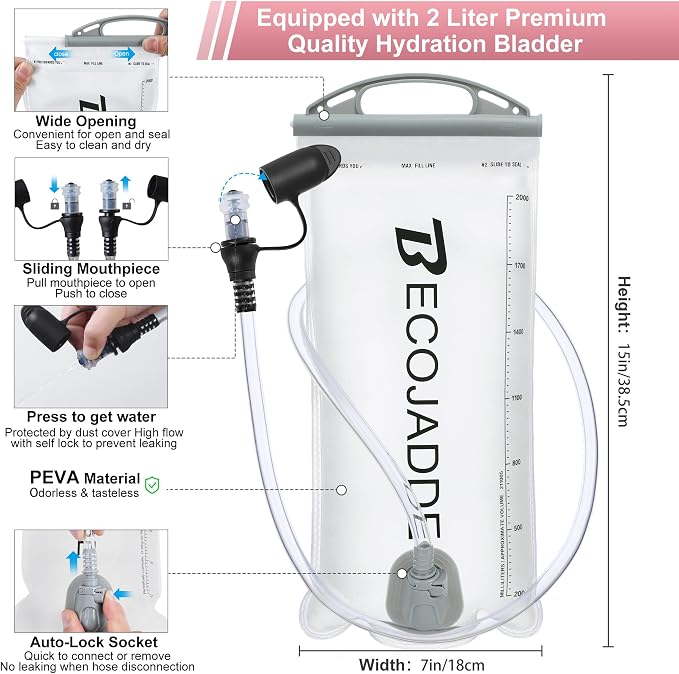 BECOJADDE Running Vest Hydration Backpack for Men Women, 5L Lightweight Running Backpack Hydration Pack for Marathon, Trail, Cycling, Hiking, Jogging