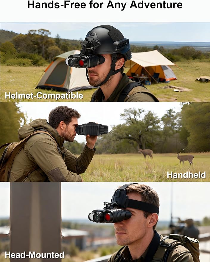 Night Vision Goggles, Head-Mounted Rechargeable Binoculars, 3" Screen Digital Infrared Night Vision Binoculars with Head Strap &32GB Card for Hunting, Camping, Security