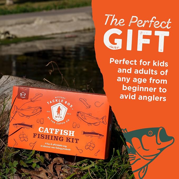 Catch Co Mystery Tackle Box Catfish Fishing Kit (5-7 Baits & Bonus Decal) | 5-7 Baits for Catfish - Includes Decal, Fishing Gifts, Fishing Gifts for Men