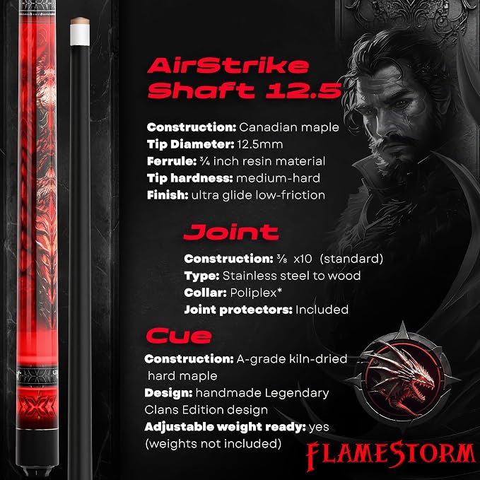 IgnatGames Premium Pool Cue Stick – 58" 2-Piece, Canadian Maple Cue with 12.5mm AirStrike Shaft, Premium Case & Accessories