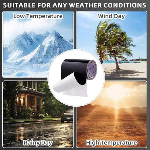 Heavy Duty Waterproof Repair Tape 6 Inch x 25 FT for RV Awning, Tent, Tarp, Sail and Boat Cover, Outdoor Fabric Repair Patch, UVproof, Multipurpose Black