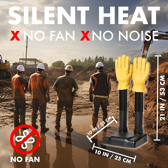 JobSite Glove Dryer - Silent Boots Dryer with Glove Dry Attachments - Fanless Convection Dry - Helps Reduce Odor
