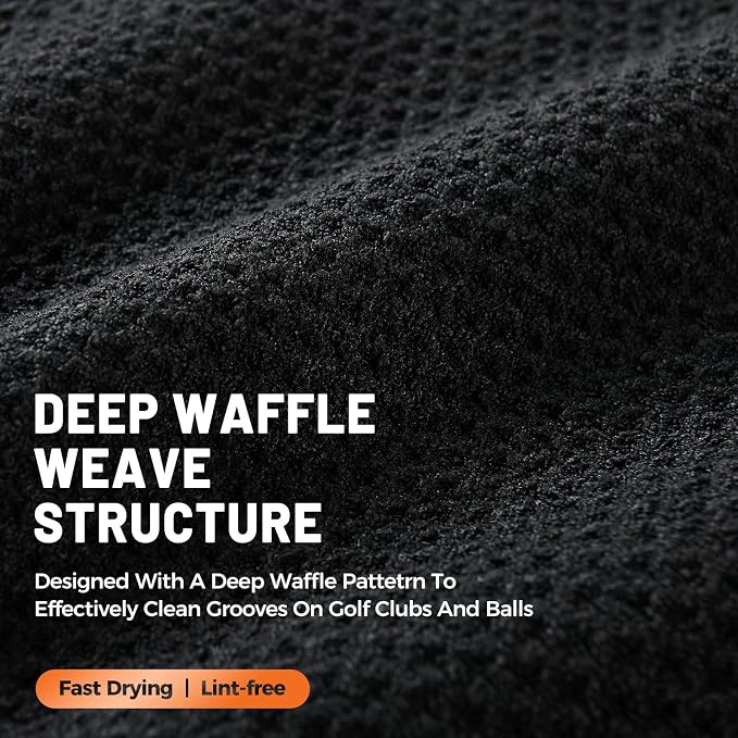 Tecoom Magnetic Golf Towel, Premium Ultra Absorbent Waffle Microfiber, Double-Stitched Edging, Strong Magnet for Golf Carts, Bags and Clubs, 18"x18" Portable Golf Accessories, Gift for Men Women