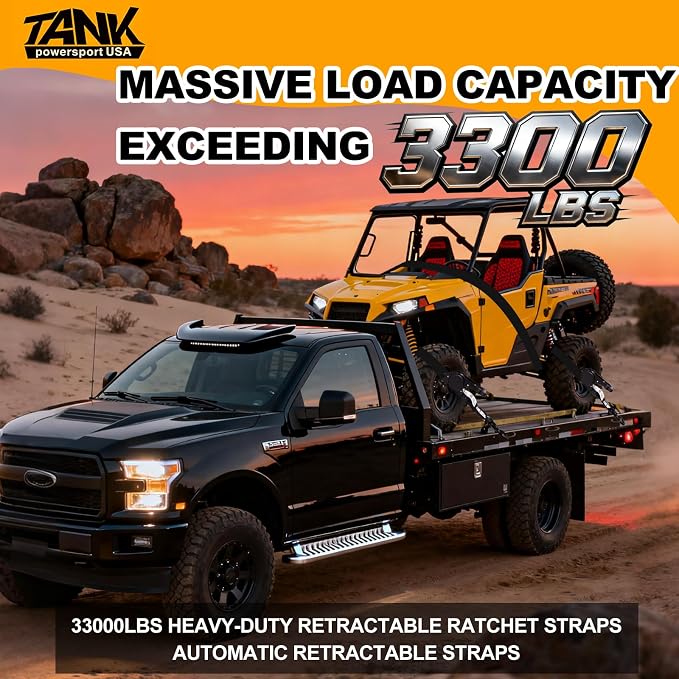 3300LB Retractable Ratchet Straps with Soft Loops(2 Pack), 2" x 10FT Heavy Duty Auto Self Retracting Tie Down Straps for Trucks, Motorcycle, Cargo, Trailer, Moving-Black