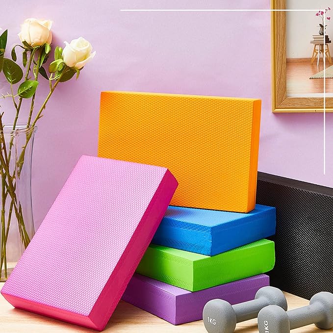 Hanaive 2/4/6 Pcs Balance Pad Foam Pad 11.81 x 7.87 x 1.97 Inch Yoga Mat Non Slip Cushion Exercise Knee Mat for Fitness Stability Stretching, Pilates, Physical Therapy, Core Trainer