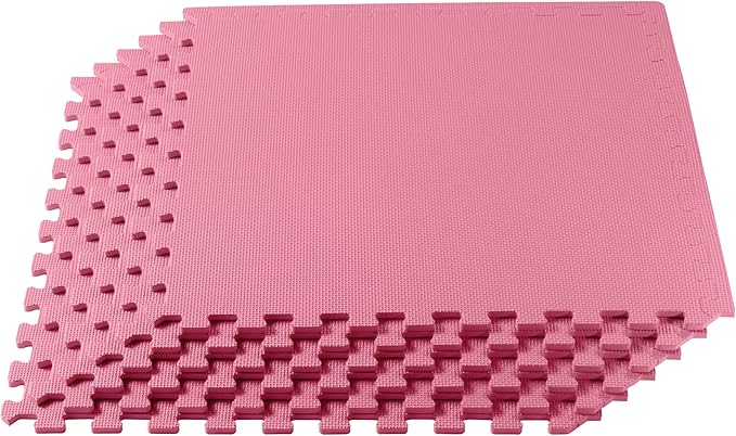 We Sell Mats 1/2 Inch Thickness Multipurpose EVA Foam Floor Tiles, Interlocking Floor Mat for Indoor Gym and Home Use, 24 in x 24 in, Pink, 24 Square Feet (6 Tiles)