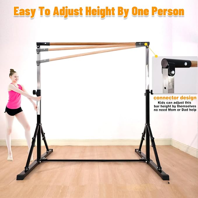 MARFULA 4FT/5FT Gymnastic Bar Set Gymnastics Kip Bar with 5 Ft Length 4Ft Inner Width 5ft Adjust Height Gymnastics Training Bar Equipment for Kids Professional Training Home and Club Use