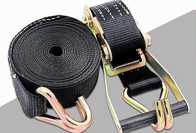 4PACK Ratchet Straps Heavy Duty, 8000 LBS Break Strength Ratchet Strap Tie Down, 2” x 20ft Black Tie-Down Ratcheting Cargo Truck Straps with Durable Double J Hook for for Truck