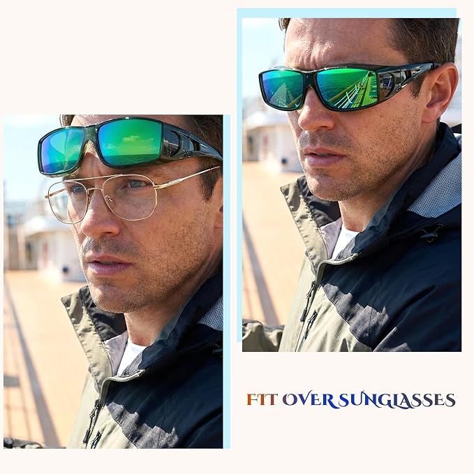 LVIOE Over Glasses Sunglasses Wrap Around Polarized Sunglasses for Men Women Fit Over Prescription Glasses with UV Protection