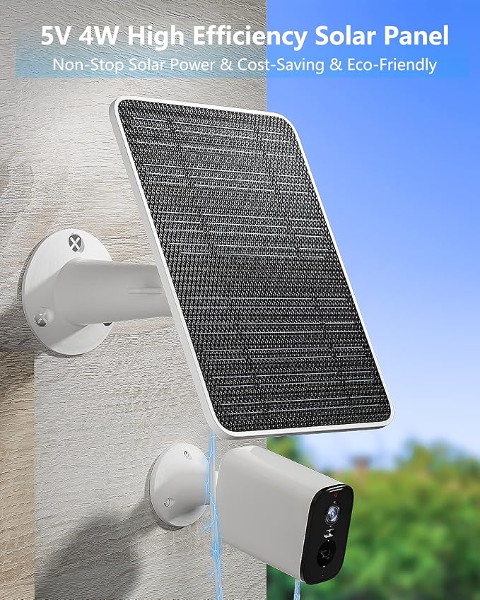 Solar Panel for Security Camera, 5W Solar Panel Charger Compatible with Eufycam 3/3C/2/2 Pro/2C/2C Pro/E/E20/E40/L20/L40/Solo/SoloCam Spotlight, Micro USB&USB-C Port IP65 Waterproof 10ft Cable, 2 Pack