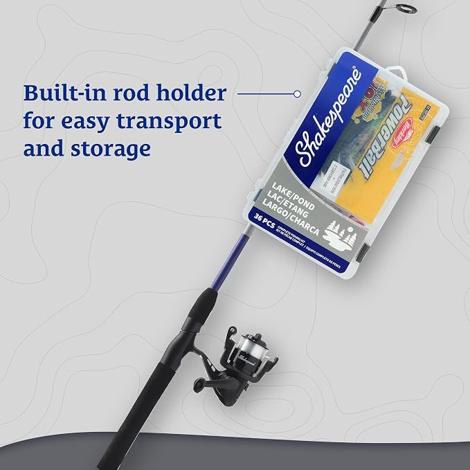 Shakespeare Catch More Fish Spinning Reel and Fishing Rod Combo with Kit
