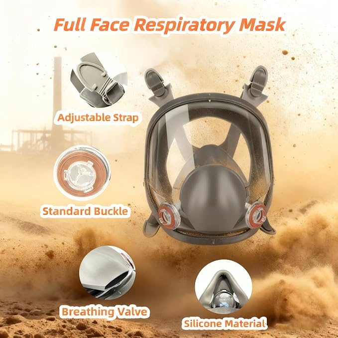 Full Face Respirator Mask, Reusable Dust Mask With Filters, Suitable For Spray Painting, Chemical Operations, Construction Work, And Similar Scenarios.