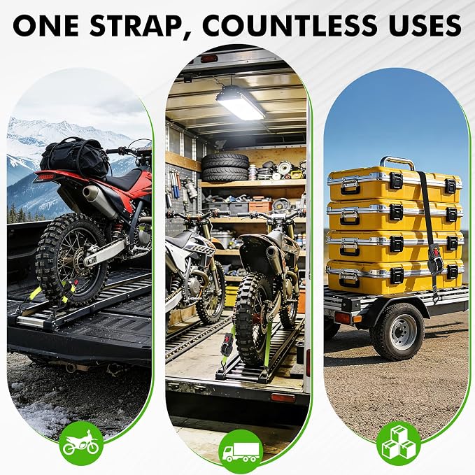 LEVELEVE Retractable Ratchet Tie Down Straps (1" x 10FT, 2-Pack, Green) - Heavy Duty 1760LBS Break Strength Quick-Lock, Weather Resistant for Moving, Cargo, Trucks & Boats