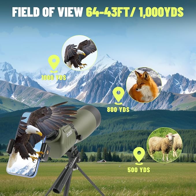 25-75x70 Spotting Scope with Tripod for Target Shooting, Bird Watching