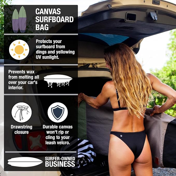 Ho Stevie! Canvas Surfboard Bag Cover - No Melted Wax on Car - Sun/Ding Protection
