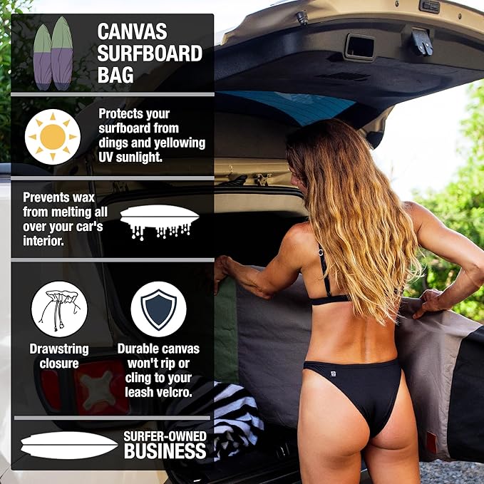 Ho Stevie! Canvas Surfboard Bag Cover - No Melted Wax on Car - Sun/Ding Protection