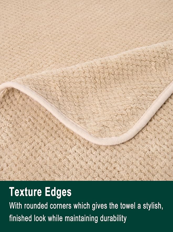 Extra Large Bath Sheet Set 3-Piece, 1 Bath Towel 40x80 Inches, 1 Hand Towel, 1 Washcloth, Soft Absorbent Quick Dry Microfiber Towel for Bathroom Beach Pool Gym Spa, Beige