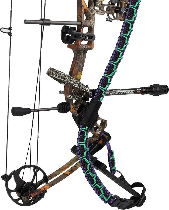 SUNYA Paracord Compound Bow Sling with V2 Upgraded Magnetic Connection System. Lightweight Hands Free Shoulder Carrying Sling for Bow Hunting, Field Archery and 3D