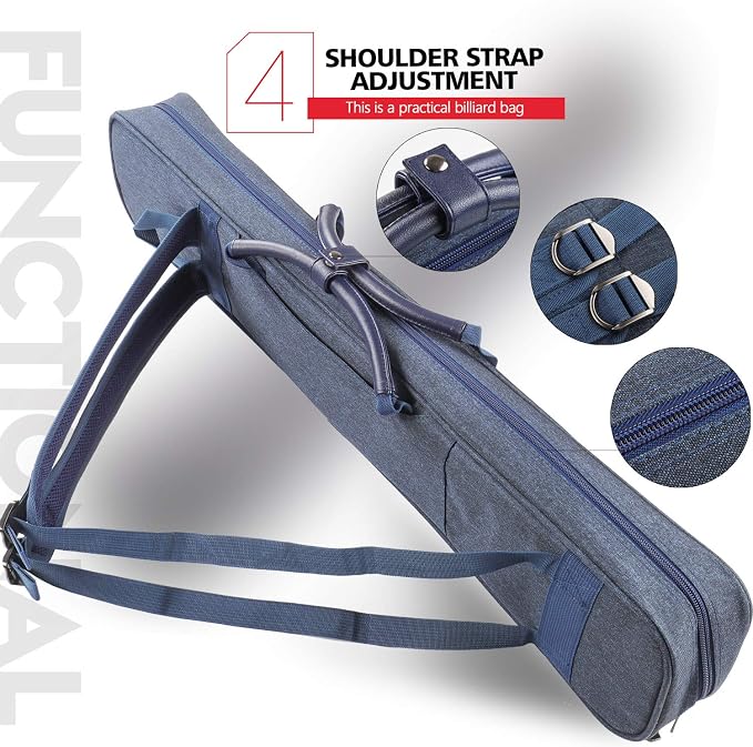KONLLEN Pool Cue Case 3x4 Oxford Pool Stick Case Holds 3 Butts and 4 Shafts Billiard Sitck Large Capacity Carrying Cases with Multi-Pocket Pool Cue Accessories