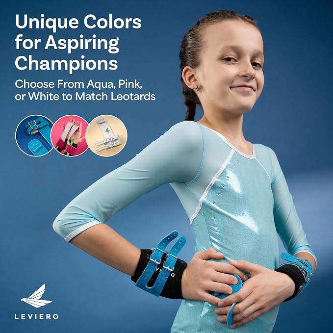 Gymnastics Grips Set, Grips for Gymnastics Girls, Dowel Grips with Soft Leather, Double Buckle Wrist Closure, and Adjustable Finger Holes, for All Ages