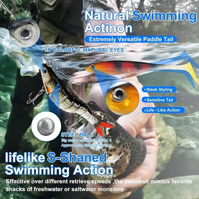 Fishing Lures Tackle Box Bass Kit with Plier,Saltwater & Freshwater Baits | 1.Suitable for beginners and gifts for kids 2.experiment with different techniques 3.Easy to store and transport your gear