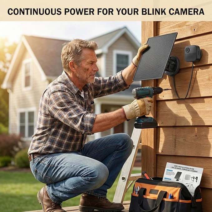 LIYVZ 3W Solar Panel for Blink Outdoor 4/3/XT2 2600mAh Battery, 5V Camera Solar Charger for Blink with Built-in Rechargeable Battery
