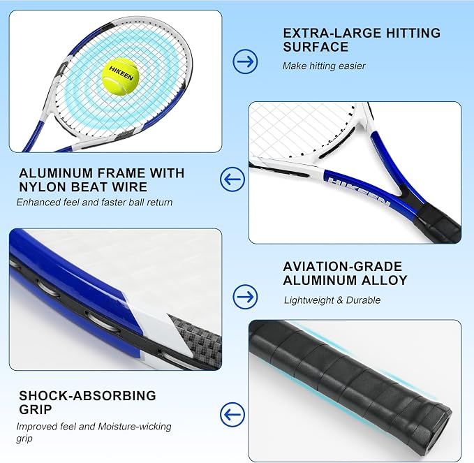 Hikeen Premium Tennis Trainer Rebound with Metal Base,Portable Solo Tennis Trainer Set with 3 Highly Elastic String Balls,Tennis Practice Equipment for Adult Kids an Beginners