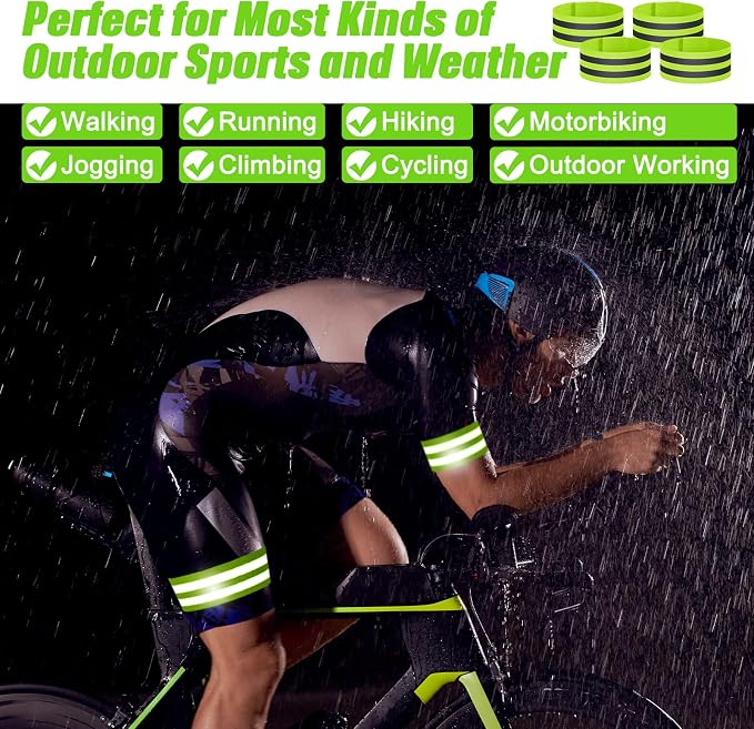 150 Pieces Reflective Arm Bands for Night Walking Ankle Band for Runners Reflective Wrist Band Cycling Running Gear Reflector High Visibility Tape Straps