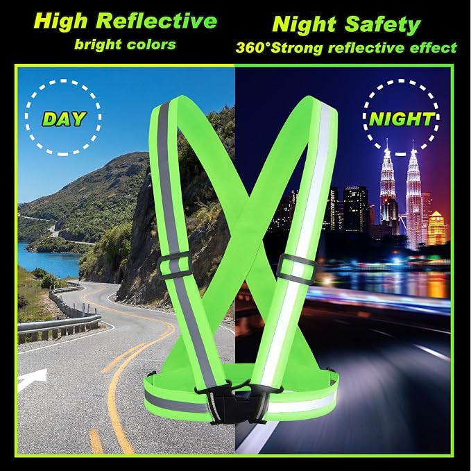 Hercicy 12 Pcs Green Reflective Vest High Visibility Safety Vest Adjustable Straps for Construction Workers Traffic Control Running Adults (Green)