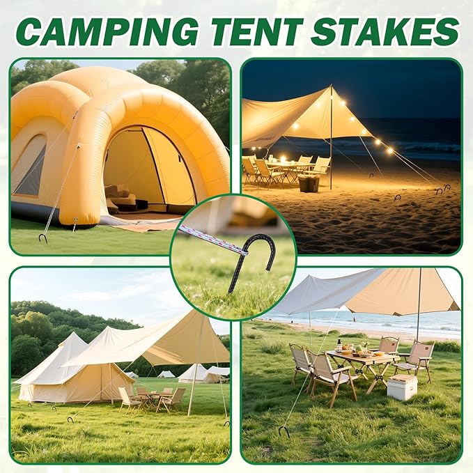 16 Inch Ground Stakes Heavy Duty, 8 Pack Metal Fence Stakes for Ground for Wire Fencing,Heavy Duty Long Tent Stakes for Trampolines Camping Canopies and Swing Set