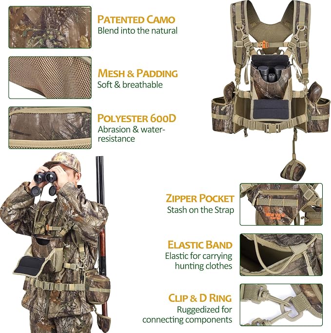 NEW VIEW Hunting Fanny Waist Pack for Men, Camo Waist Pack for Hunter, Fanny Hunting Backpack with Rifle & Bow Holder