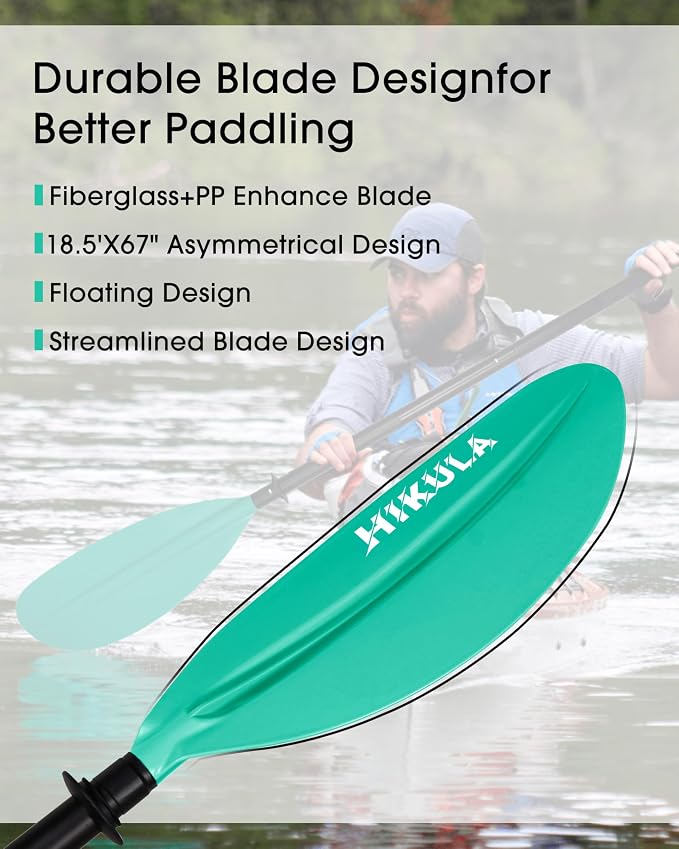 Kayak Paddles Aluminum Shaft Paddle with Nylon Blades, Floating Adjustable Kayaking Oars, 3 Piece, 220-240cm/86-94 Inches,Black/Rose/Teal