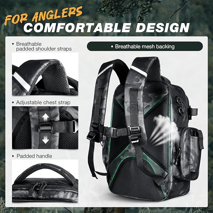 Ghosthorn Fishing Backpack Waterproof Tackle Bag Sling Bag Gift