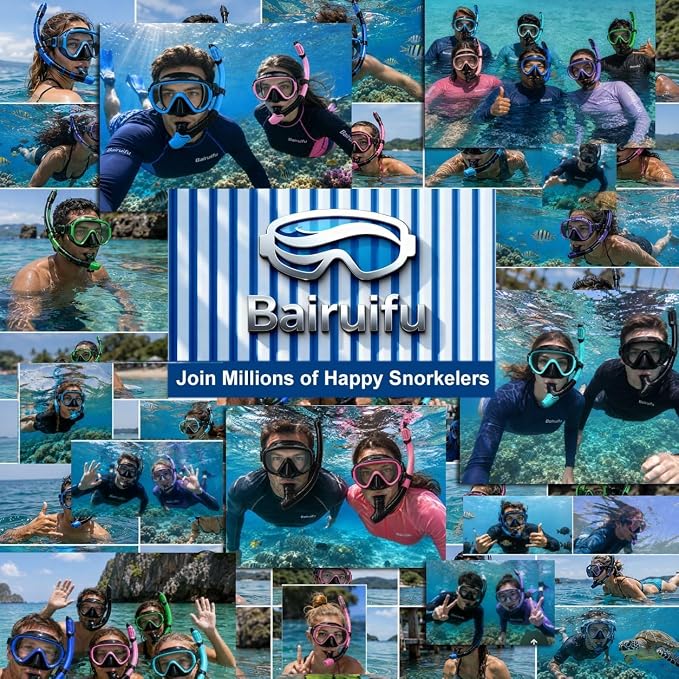 Snorkeling Gear for Adults 2-Pack | Anti-Fog & Anti-Leak Snorkeling Mask | Breath-Free Dry Snorkel | 180° Panoramic View with Quick-Dry Bags