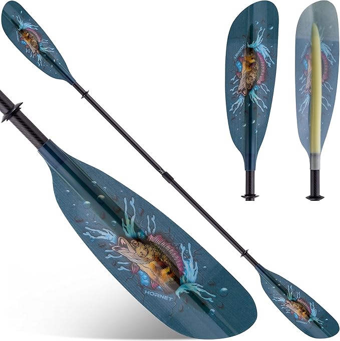 Hornet Watersports Fiberglass Kayak Paddle for Adults- Ideal for Touring, Fishing and Boating- 90.5 inches / 230CM Adjustable with Carbon Fiber Shaft- Kayak Oars Kayaking Equipment