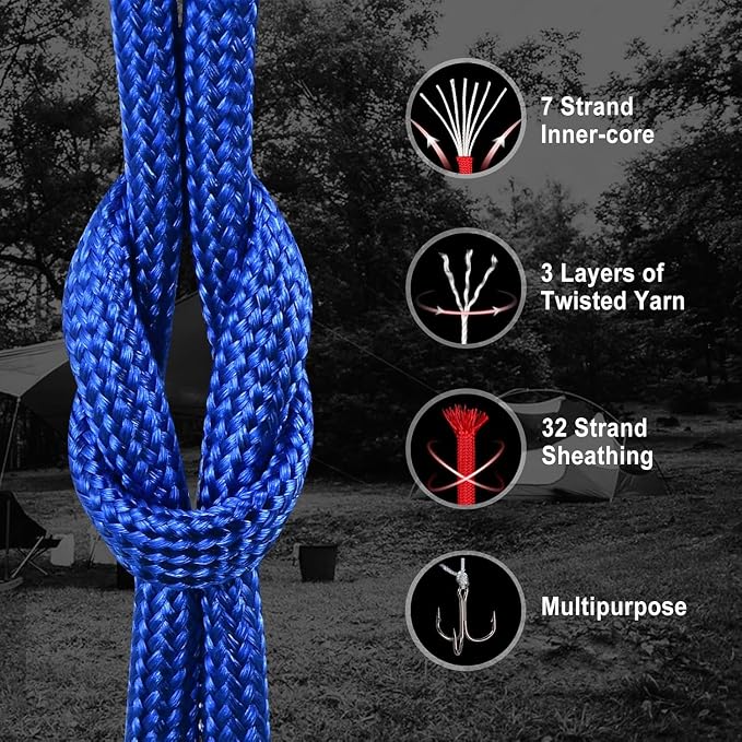 WEREWOLVES 550 Paracord Kits 100ft Each Color - 5 Colors Parachute Cord Combo 7 Strand Type III Parachute Cord 4mm for Crafting, Dog Collar, Survival Bracelets